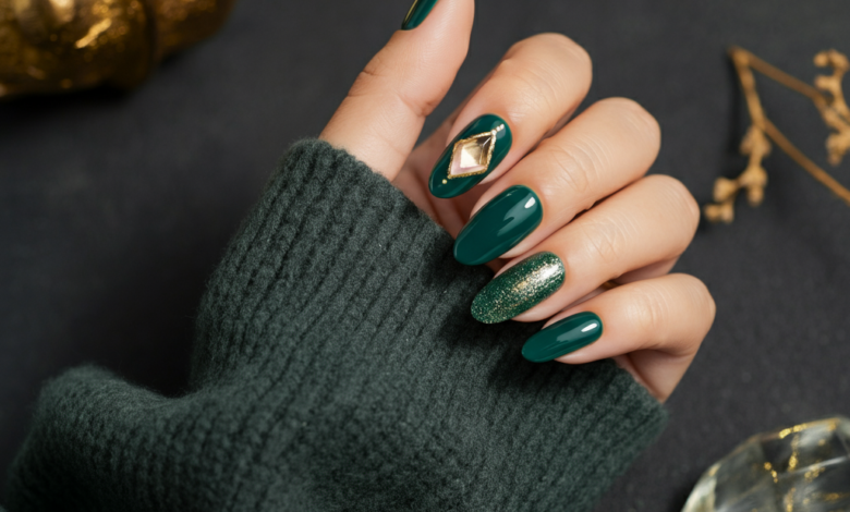 emerald green nails